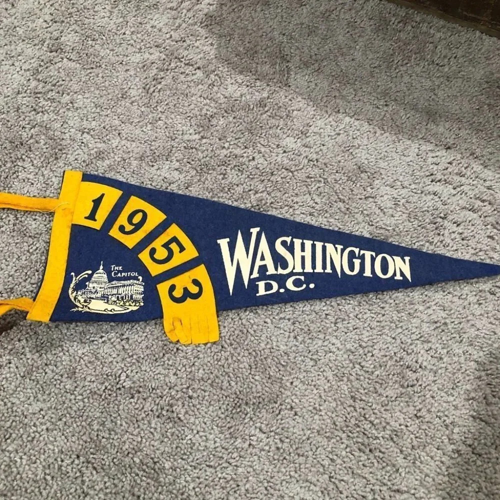 1953 Antique Washington DC Capitol‎ Pennant Flag 17"